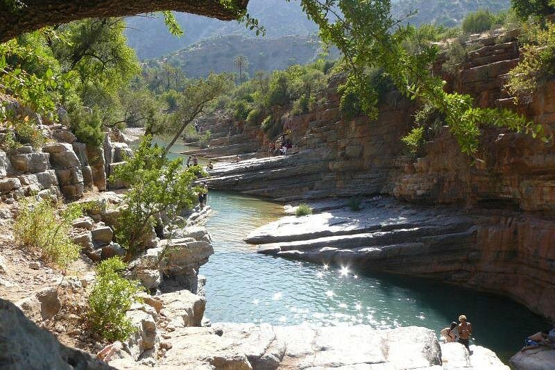 Turquoise natural pools and palm gorges at Paradise Valley