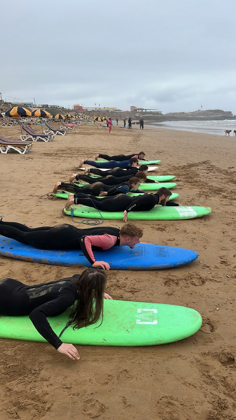 Surf lesson on the beach at Taghazout Bay