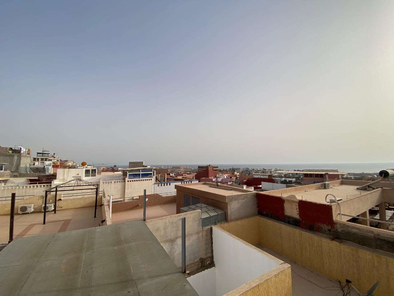 Rooftop view over Taghazout out to the Atlantic Ocean